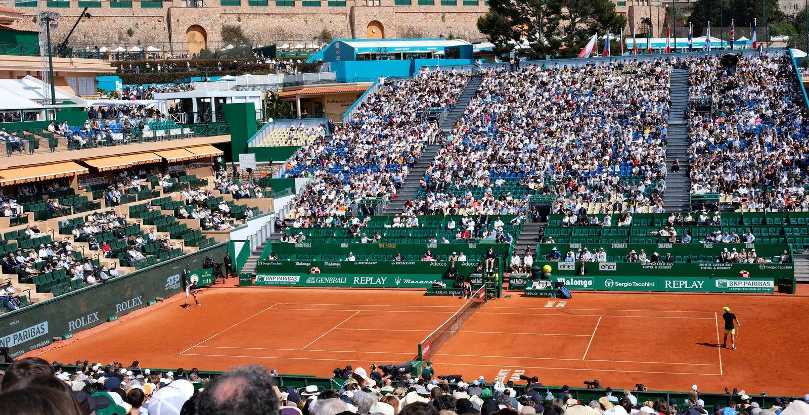 The centre court of the Monte-Carlo Country Club during the Rolex Monte-Carlo Masters.
